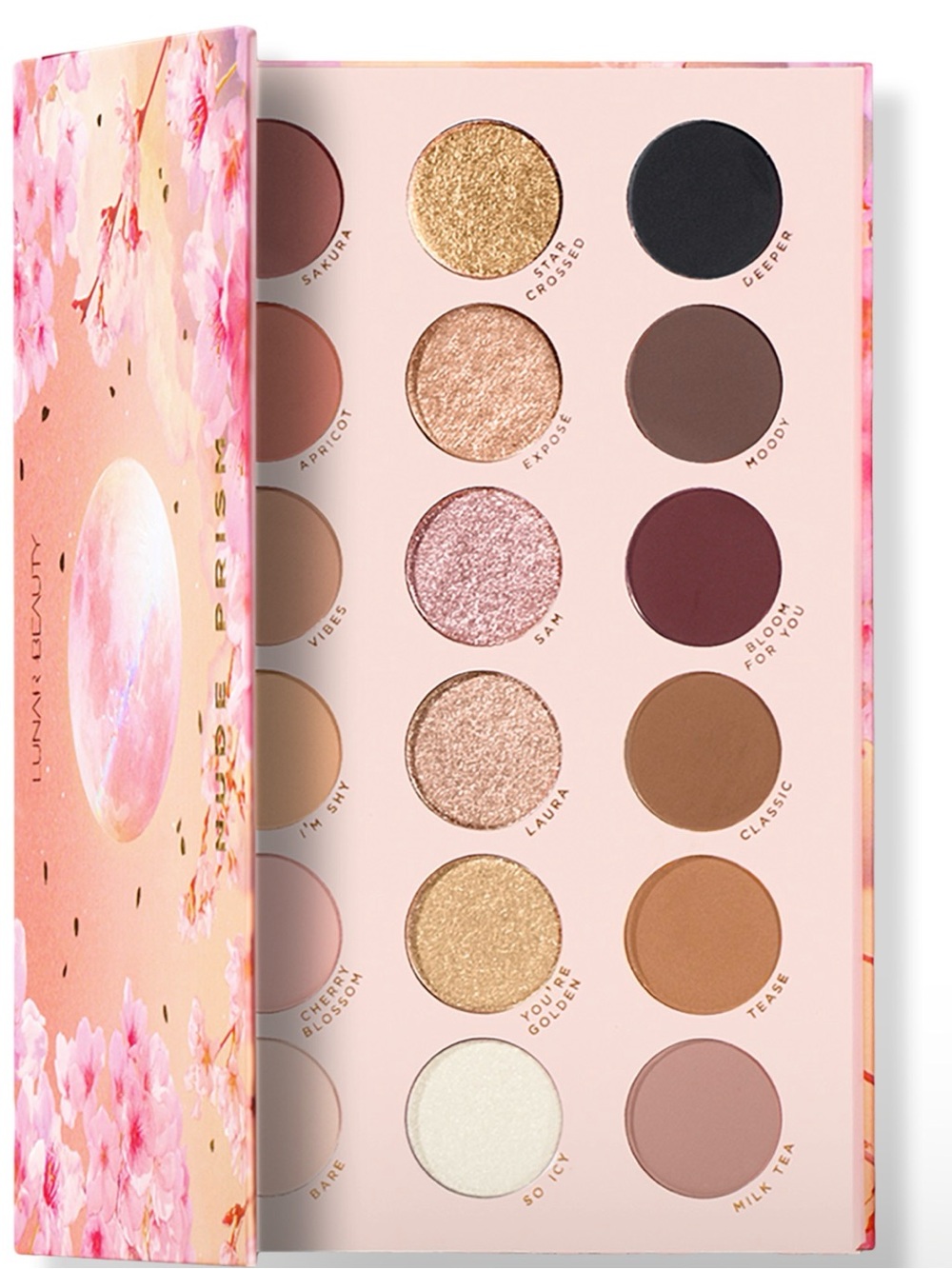 NIB-Lunar Beauty-Nude Prism Eyeshadow Color Palette-18 Pan Nude Matte & Shimmer